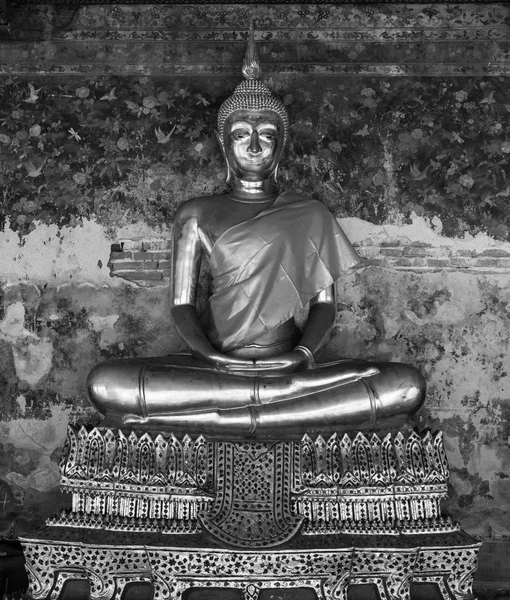 Statua Buddha Bianco Nero Wat Suthat Thailandia Statua Nel Tempio — Foto Stock