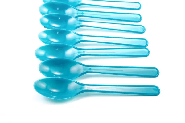 Plastic Ice Cream Spoons White Background — Stock Photo, Image