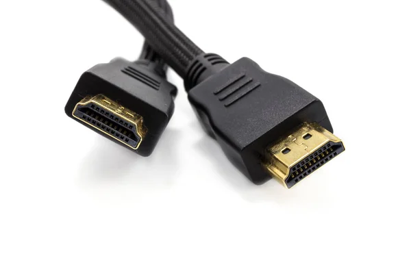 Feche Cabo Hdmi Isolado Fundo Branco — Fotografia de Stock