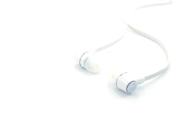 Earphone Listening Music White Background — Stock Photo, Image