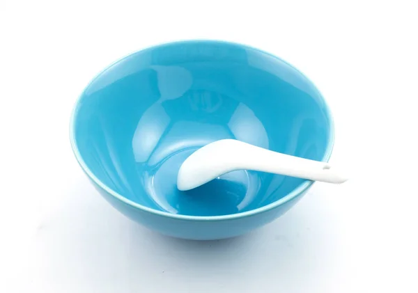 Cyan Bowl Isolated White — стоковое фото