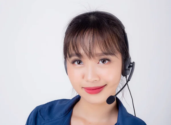 Retrato bonito jovem asiático mulher de negócios serviço ao cliente j — Fotografia de Stock