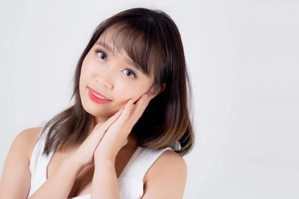 Belle femme asiatique maquillage de cosmétique, beauté asiatique fille main — Photo