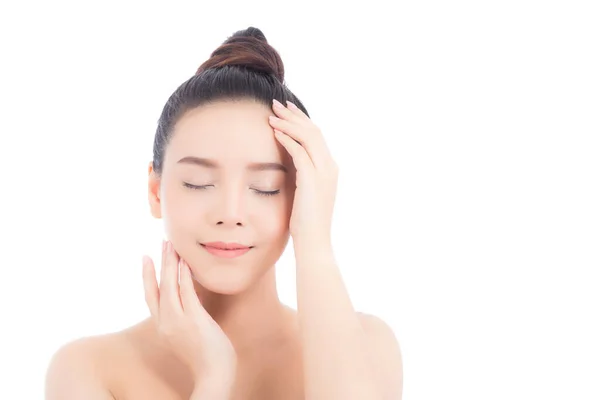 Porträtt Vacker Kvinna Asiatisk Makeup Kosmetiska Girl Hand Touch Kind — Stockfoto