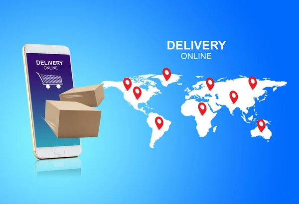 Fast Express Delivery Package Shopping Online Phone App Service Online — Stock Photo, Image