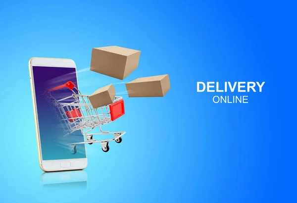 Schnelle Expresslieferung Paket Für Online Einkauf Telefon App Service Online — Stockfoto