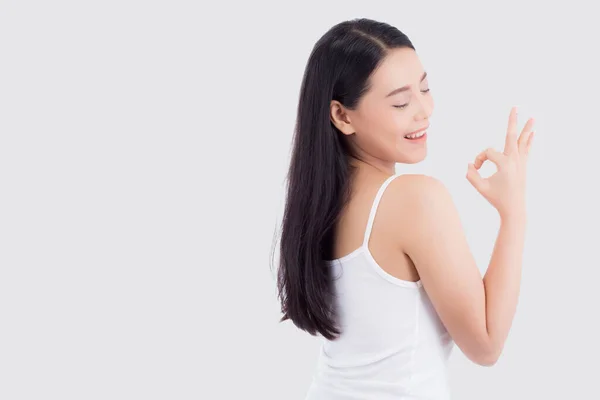 Retrato Hermosa Mujer Asiática Belleza Chica Con Sonrisa Cara Gesto — Foto de Stock