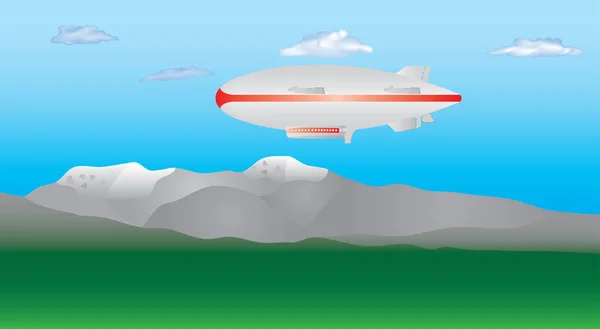 Zeppelin Pływające Ogromną Jej Sterowiec Niebo Chmurami Sterowców Unoszących Się — Wektor stockowy