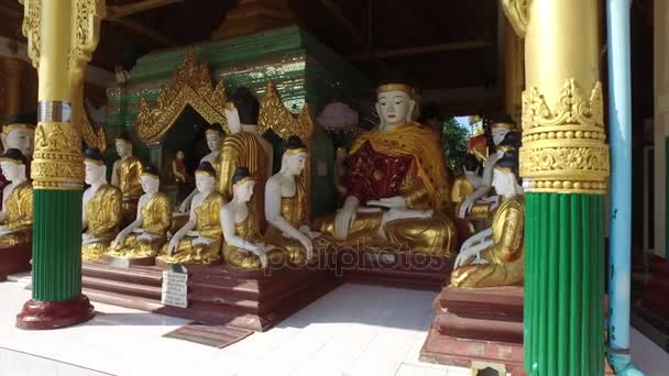 Shwedagon Pagode Buddhas in Yangon, Myanmar — Stockvideo