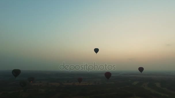 Varmluftsballonger i Myanmar — Stockvideo