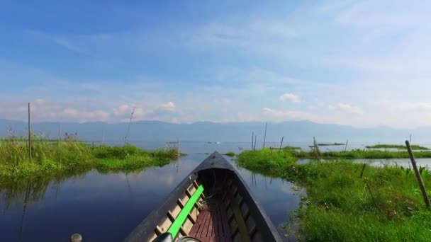 Lago Inle viaje en barco — Vídeo de stock