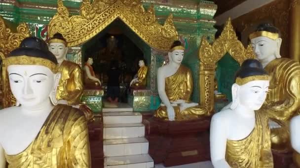 Shwedagon Pagoda Buddhas pawilon w Rangun — Wideo stockowe