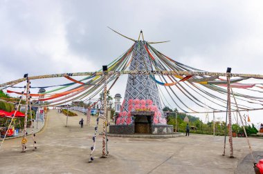 Sapa, Vietnam, Oct 10, 2019 flower festival decoration on the main street of Sun World, Fansipan Legend