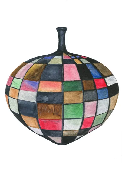 Quadratische Bunte Ziervase Geschirrgefäß Isolierte Vase Oder Gefäß Steingut Handwerk — Stockfoto
