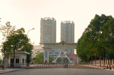 Loa Chai, Vietnam - 11 Ekim 2019. Lao Cai, Vietnam ve Çin arasındaki sınır kapısı..