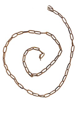 Eski paslı zincir. Spiral şekilli. Beyaz bir arkaplanda izole edilmiş.