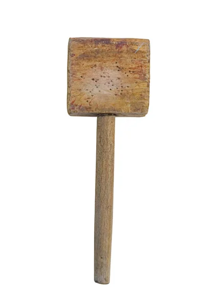 Old wooden mallet (hammer). on a white background. isolated