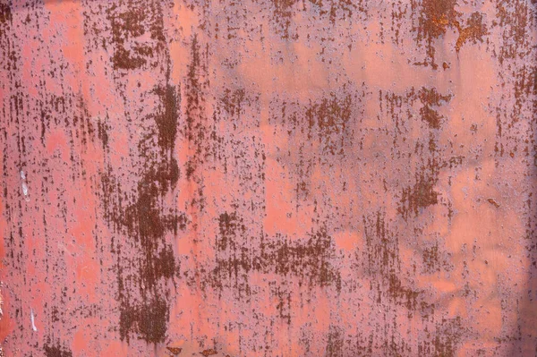 Peeling Red Paint Dirty Profiled Metal Sheet Rusty Metal — Stock Photo, Image