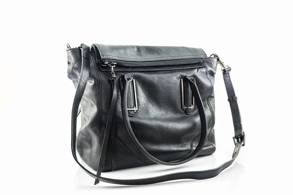 Black leather bag. — Stock Photo, Image