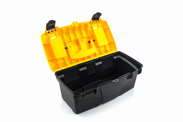 Caixa de ferramentas amarela, caixa de ferramentas de plástico . — Fotografia de Stock