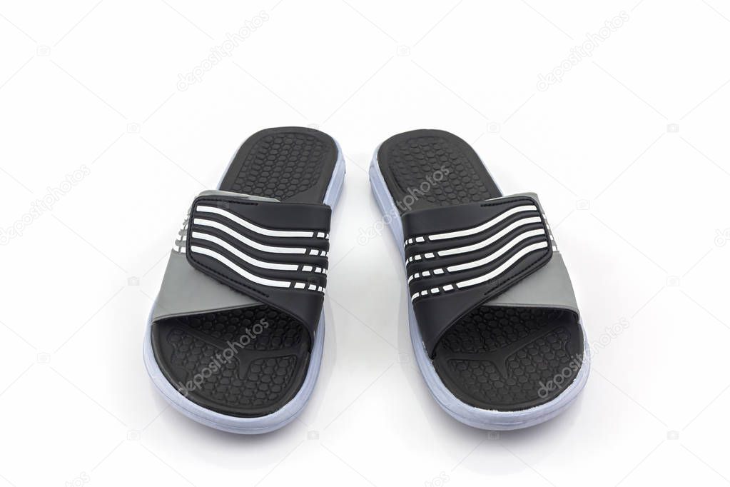 Sandals shoes. Black color flip flops.