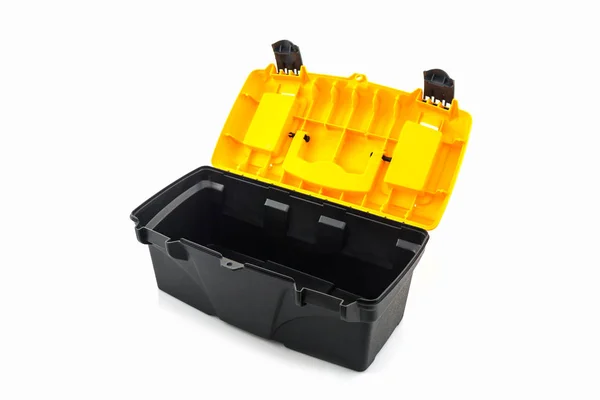 Boîte à outils jaune, Boîte à outils en plastique . — Photo