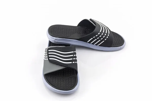 Sandalen schoenen. Zwarte kleur flip-flops. — Stockfoto