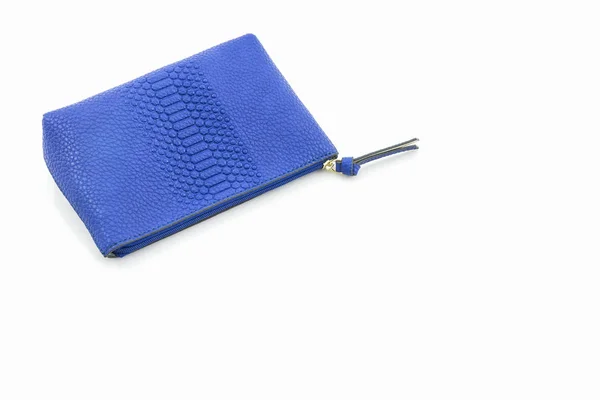 Blue leather cosmetic bag. — Stock Photo, Image