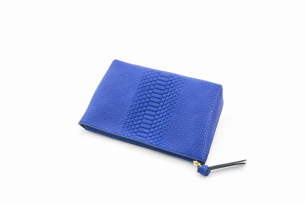 Blue leather cosmetic bag. — Stock Photo, Image