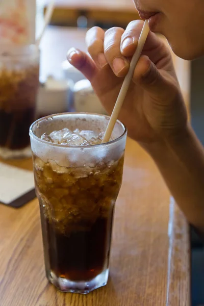 Glass of cola with ice cubes. — Stock Photo, Image