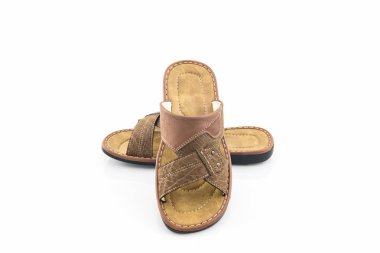 Erkek deri sandalet kahverengi veya flop flip Ayakkabı.