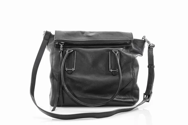 Black leather bag. — Stock Photo, Image