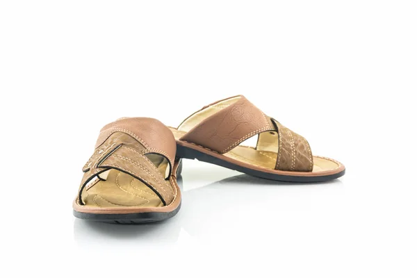 Män brun läder sandaler eller flip flop skor. — Stockfoto