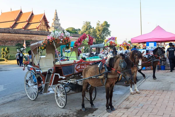 Horse Carriage at Wat Phra That Lampang Luang. — Stock Photo, Image