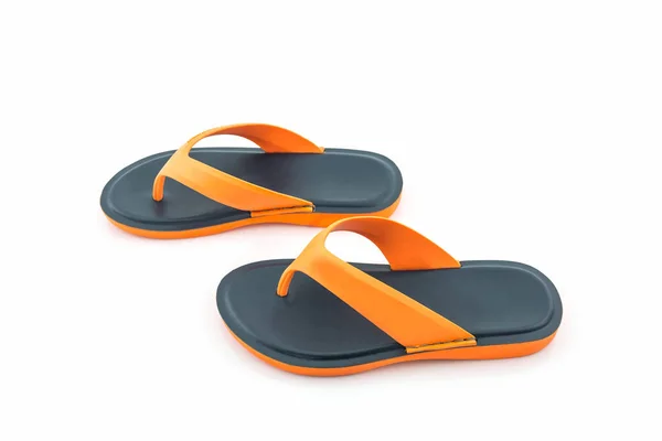 Kolorowe buty sandały. Kolory czarny i pomarańczowy klapki japonki. — Zdjęcie stockowe