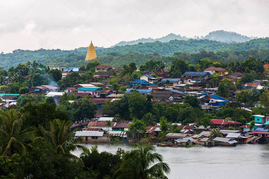 View of Karen and Mon people village. Sangkhlaburi, Kanchanaburi