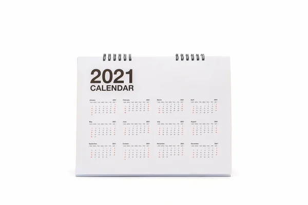 Libro blanco escritorio espiral calendario 2021 . Imágenes de stock libres de derechos