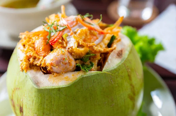 Curry Steamed Seafood Coconut Cup Royalty Free Stock Images
