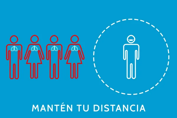 Ilustración Concepto Distancia Social Con Frase Español Menten Distancia Para —  Fotos de Stock