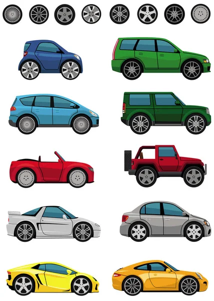 Couleur voiture icône ensemble — Image vectorielle