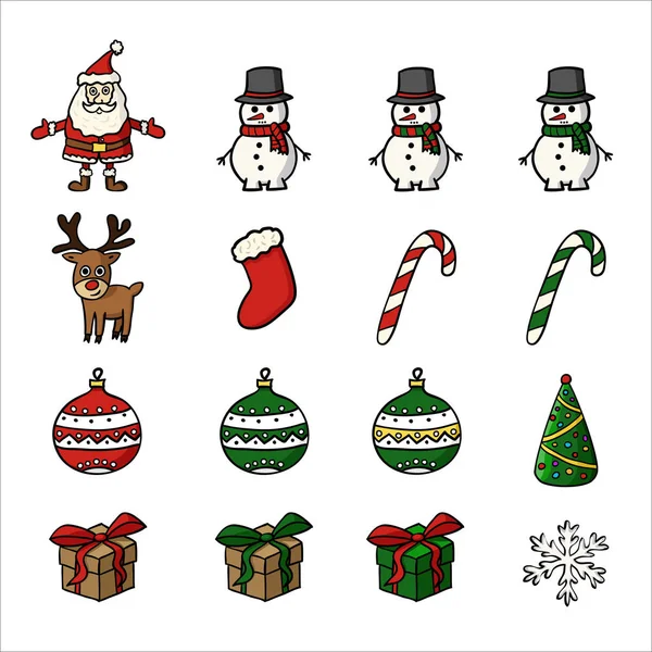 Conjunto Natal Figurinas Aplicações Elementos Decorativos Para Scrapbooking — Vetor de Stock