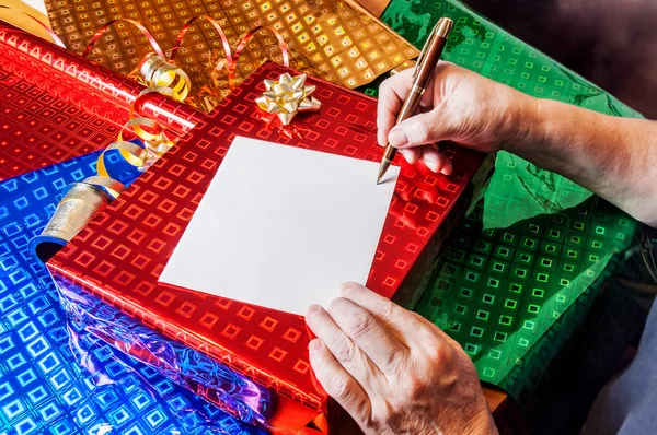 Kadın yazma kartı. Hediye mevcut kavramı