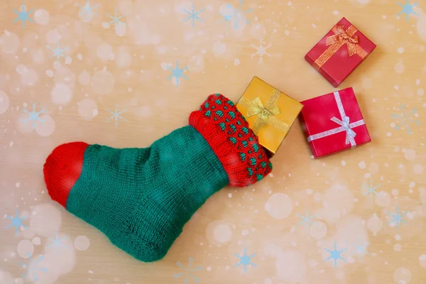 Noel çorap hediye — Stok fotoğraf