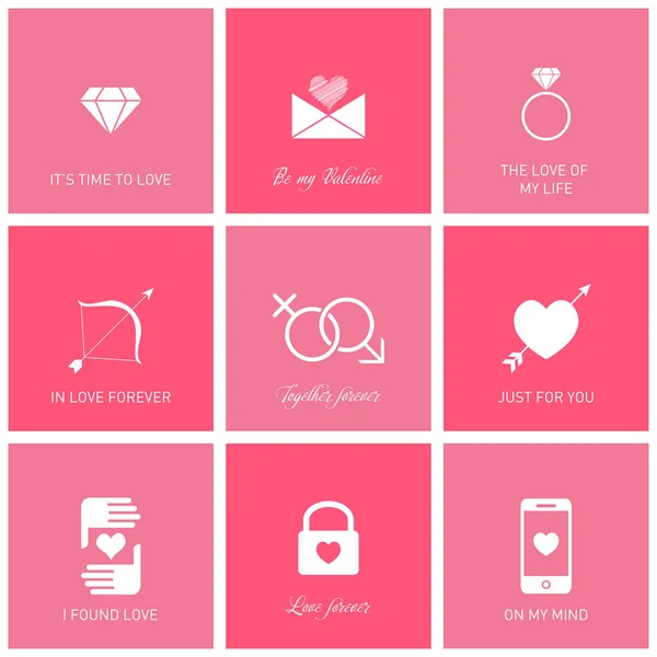 Ensemble d'icônes romantiques design plat pour applications web et mobiles — Image vectorielle