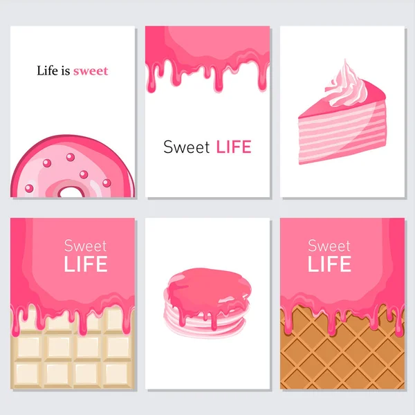 Sweet life. Creative trendy swet collection cards — Stock Vector