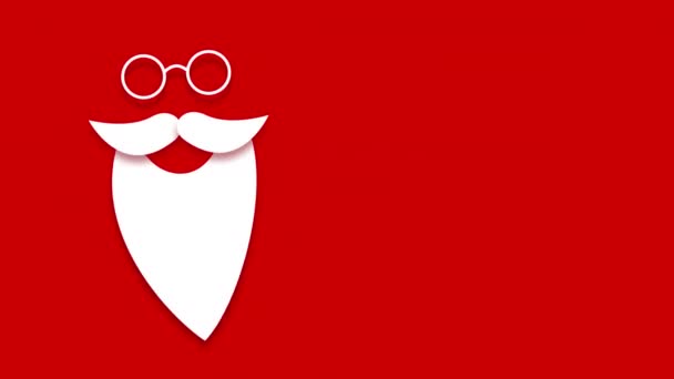 Santa claus concepto de fondo rojo con barba oscilante — Vídeos de Stock