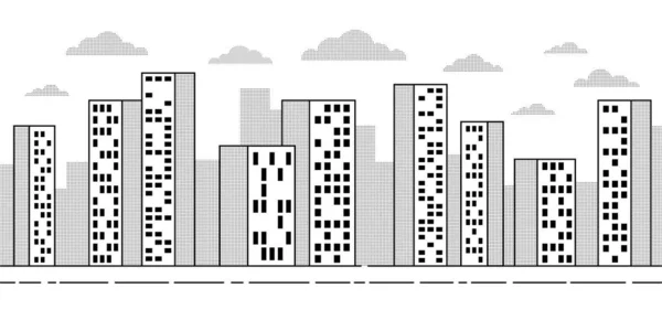 Paysage urbain avec gratte-ciel — Image vectorielle