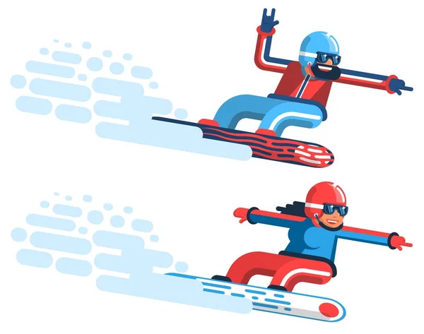 Snowboarders hombre y chica — Archivo Imágenes Vectoriales