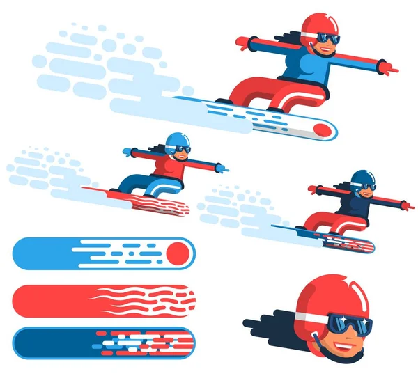 Menina snowboarder em movimento — Vetor de Stock