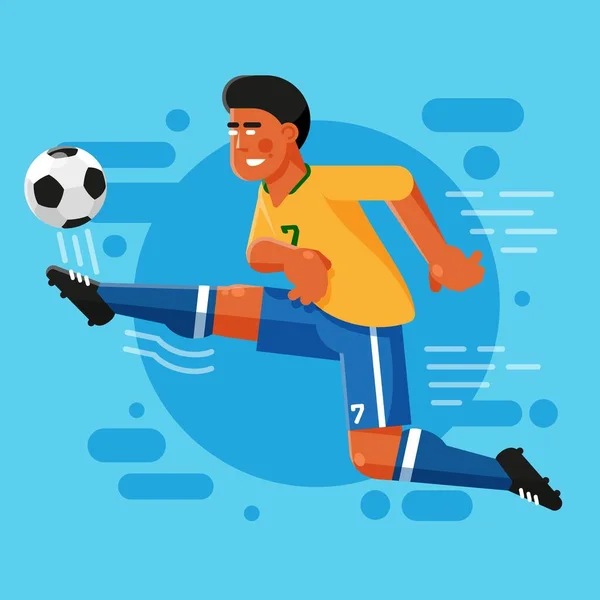 Brasilianischer Fußballstürmer mit Afro-Frisur — Stockvektor